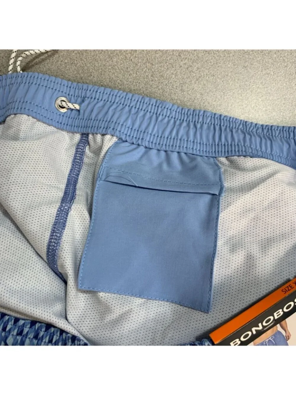 NWT Bonobos Men's XXL Swim Shorts Blue Geometric Print 7-Inch Inseam Mesh Liner